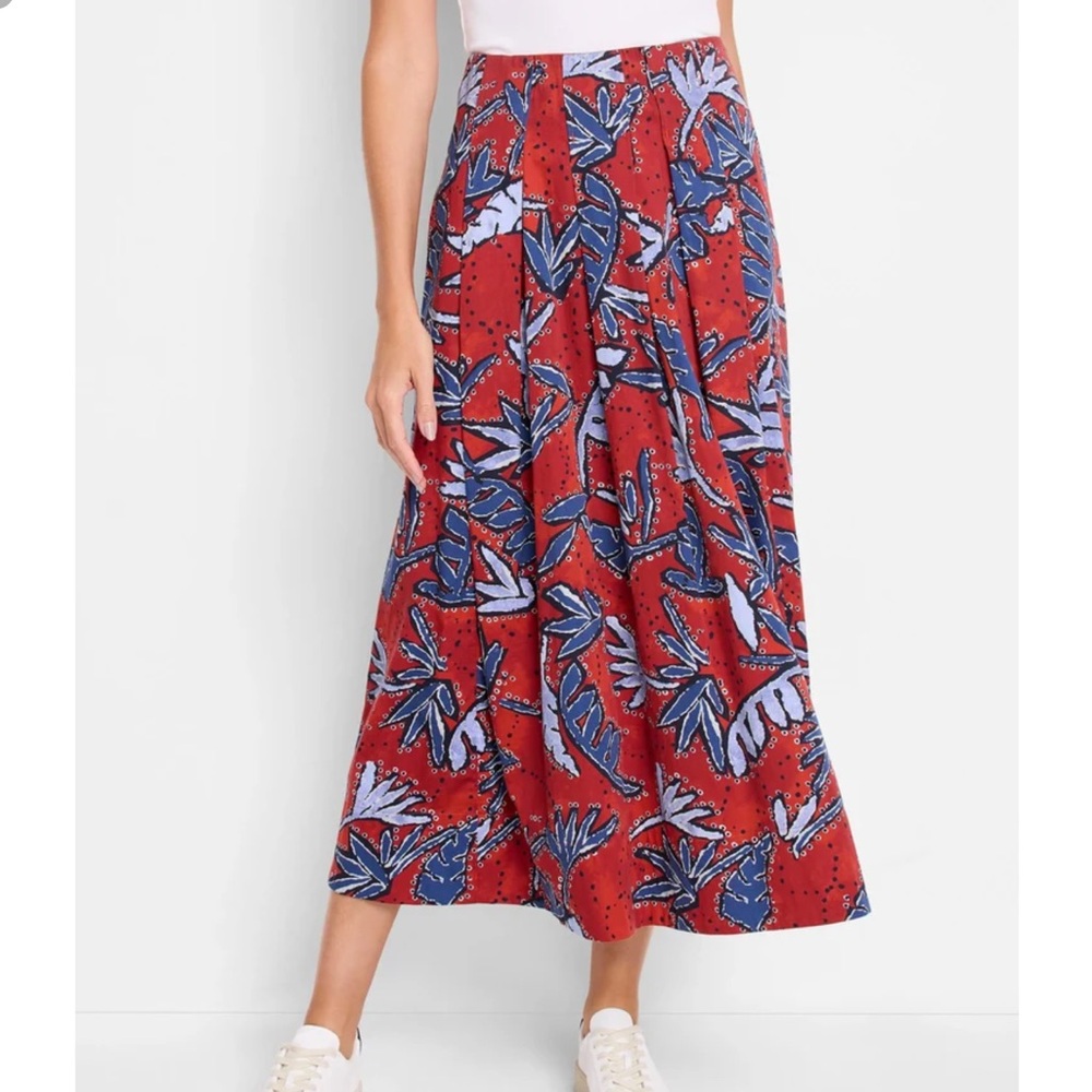 Nic And Zoe Autumn Leaves Midi Skirt Size M Cotton Blend High Waist Pockets